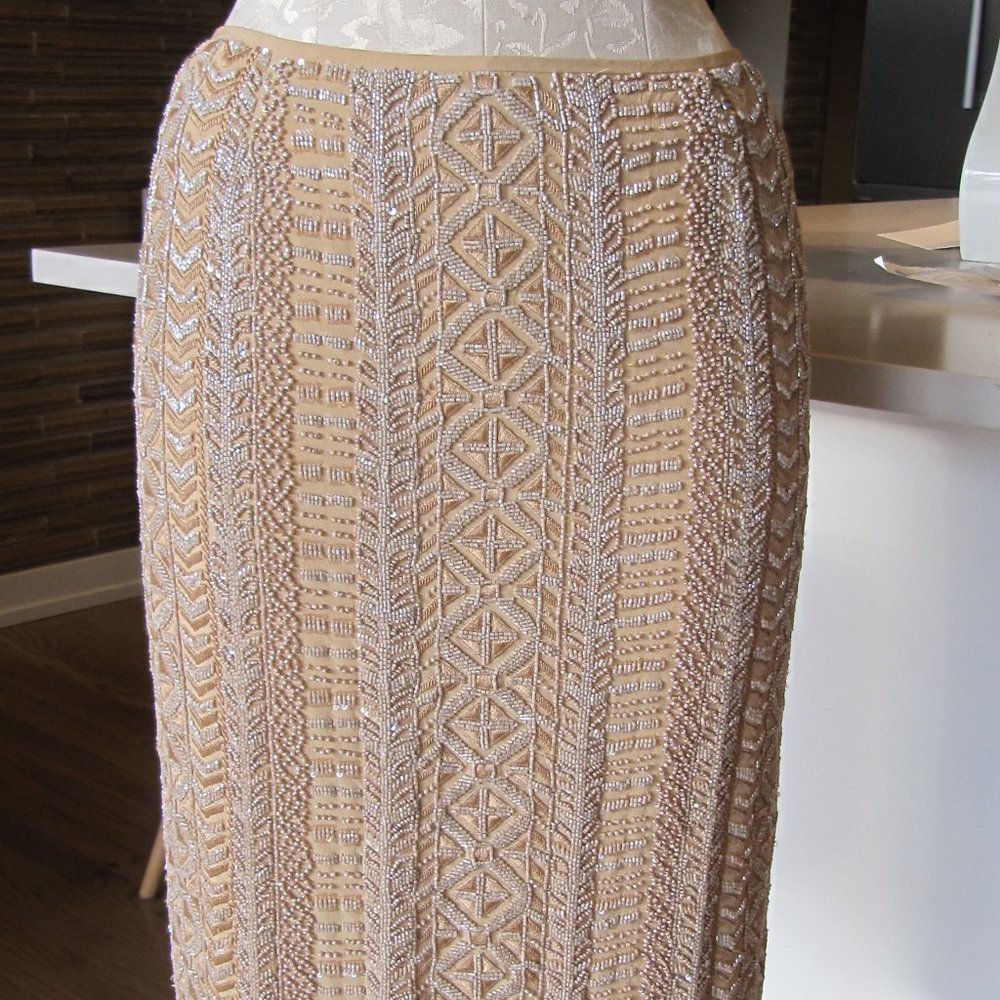 Carolina Herrera Beaded Evening Pencil Skirt, 4